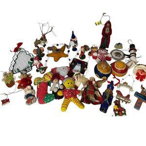 Christmas Ornament Lot Reindeer, Mice, Gingerbread, Mixed lot of Modern and Vint